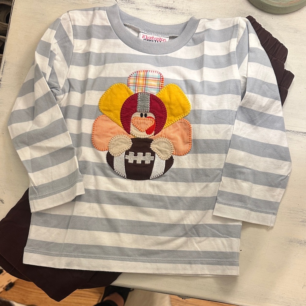 Pant set - Gray and White Striped Turkey Shirt